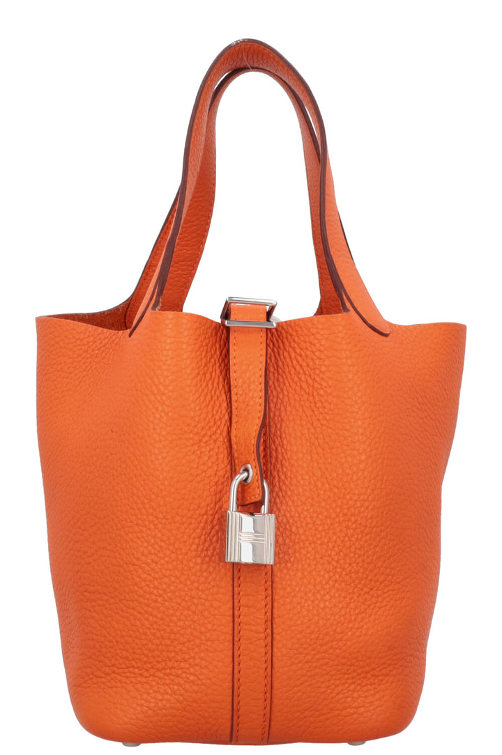 HERMÈS Sac Picotin 18 Clemence Orange