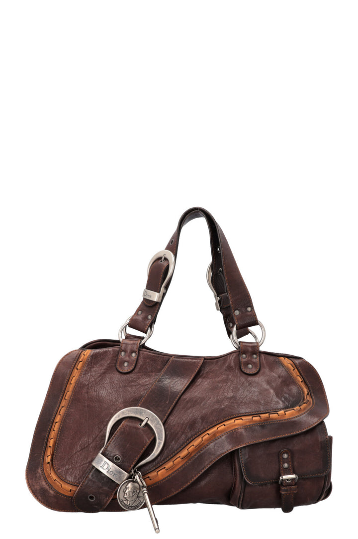 CHRISTIAN DIOR Large Gaucho Bag Leather Brown