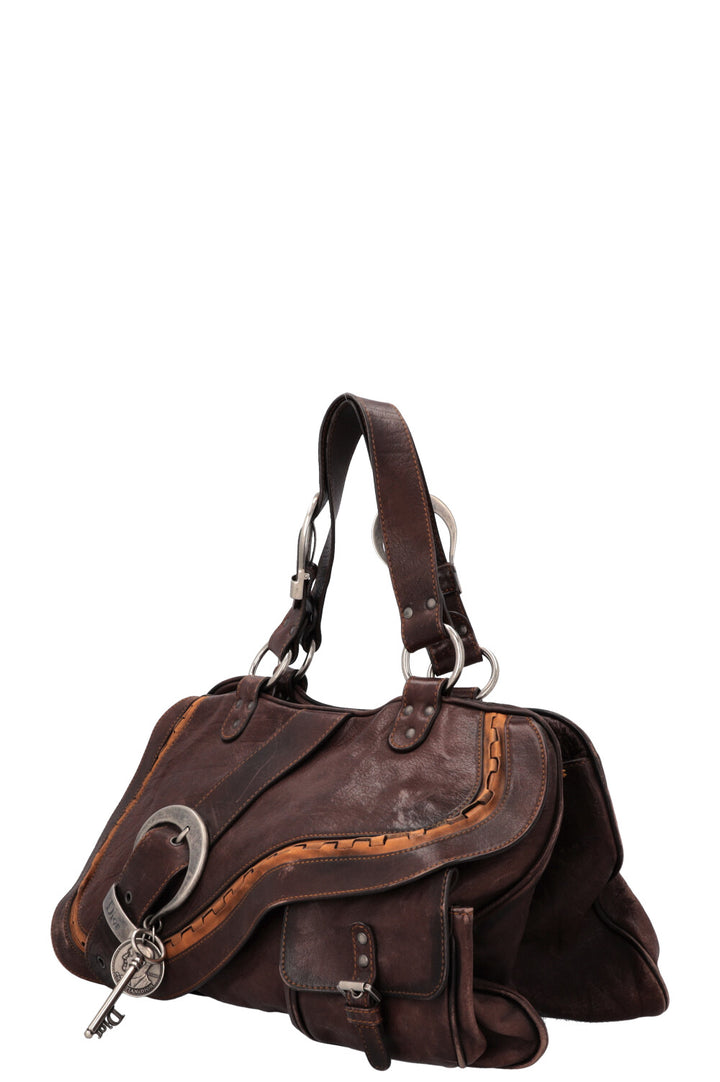 CHRISTIAN DIOR Large Gaucho Bag Leather Brown
