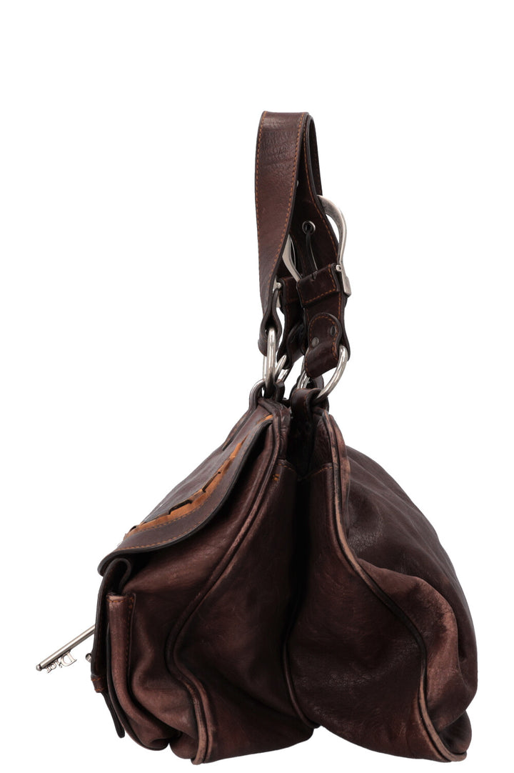 CHRISTIAN DIOR Large Gaucho Bag Leather Brown