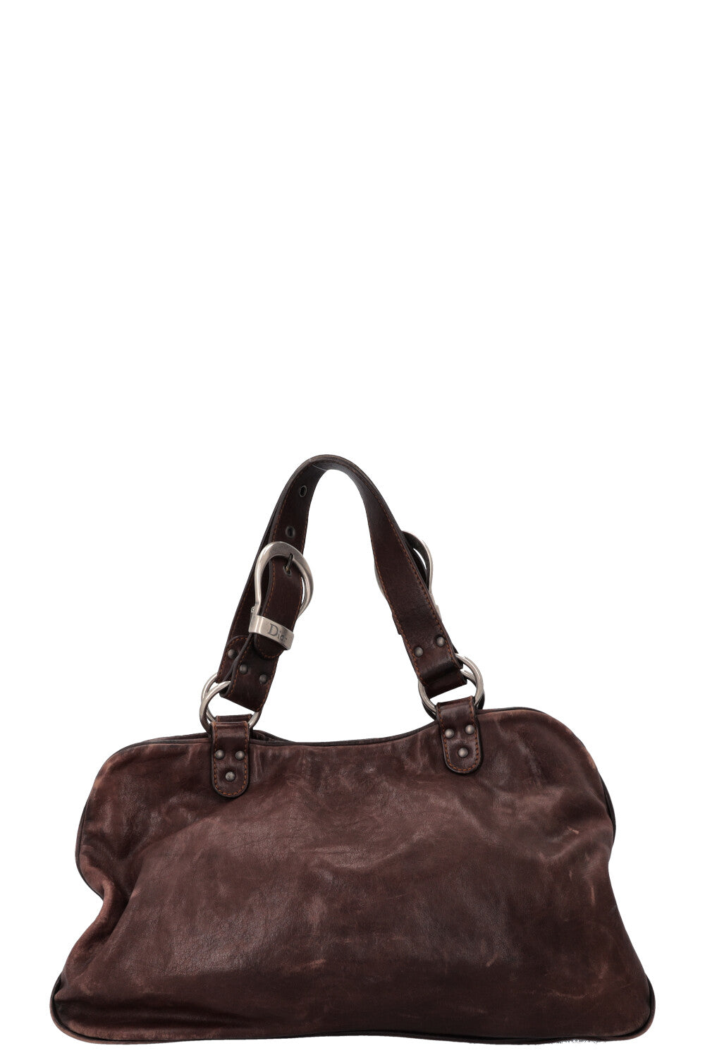 CHRISTIAN DIOR Large Gaucho Bag Leather Brown