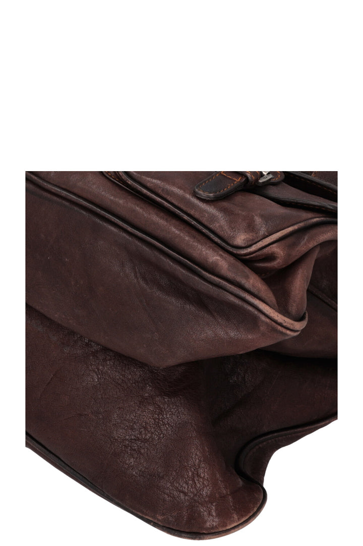 CHRISTIAN DIOR Large Gaucho Bag Leather Brown