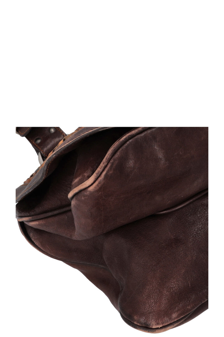CHRISTIAN DIOR Large Gaucho Bag Leather Brown