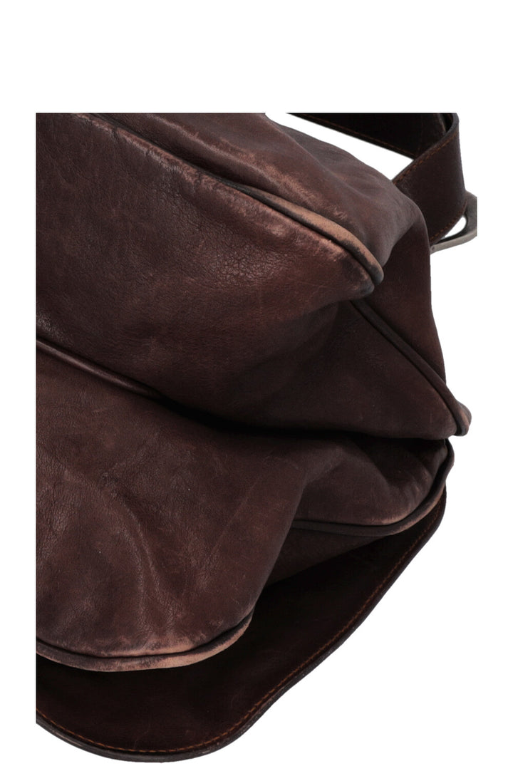 CHRISTIAN DIOR Large Gaucho Bag Leather Brown