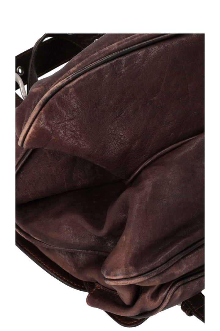 CHRISTIAN DIOR Large Gaucho Bag Leather Brown