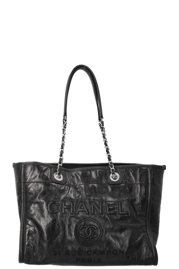 CHANEL Small Deauville Bag Patent Black