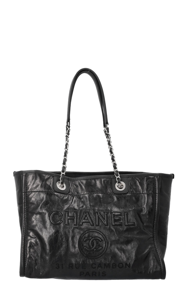 CHANEL Small Deauville Bag Patent Black