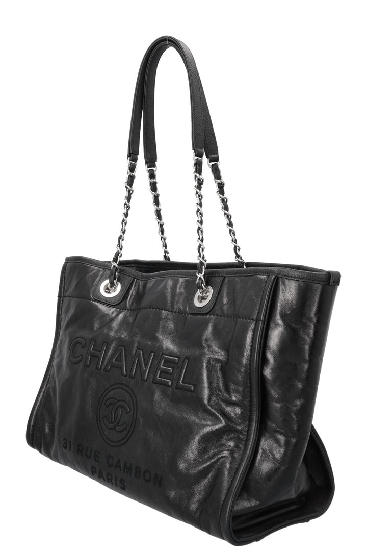 CHANEL Small Deauville Bag Patent Black