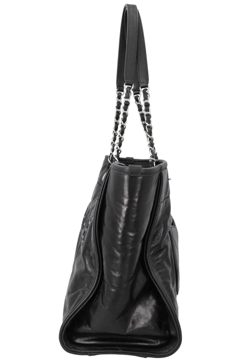 CHANEL Small Deauville Bag Patent Black