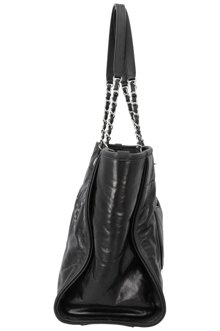 CHANEL Small Deauville Bag Patent Black