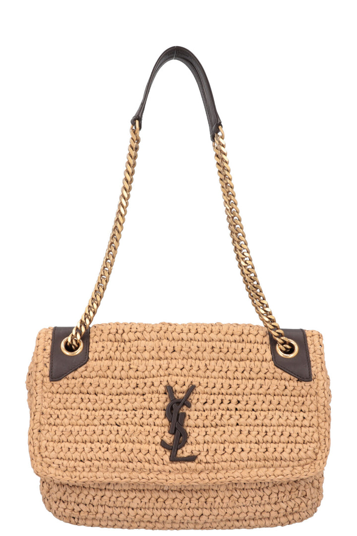 SAINT LAURENT Niki Bag Raffia Beige