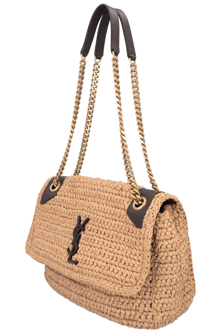 SAINT LAURENT Niki Bag Raffia Beige