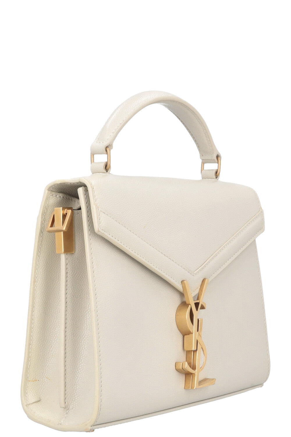 SAINT LAURENT Mini Cassandra Top Handle Bag Ivory