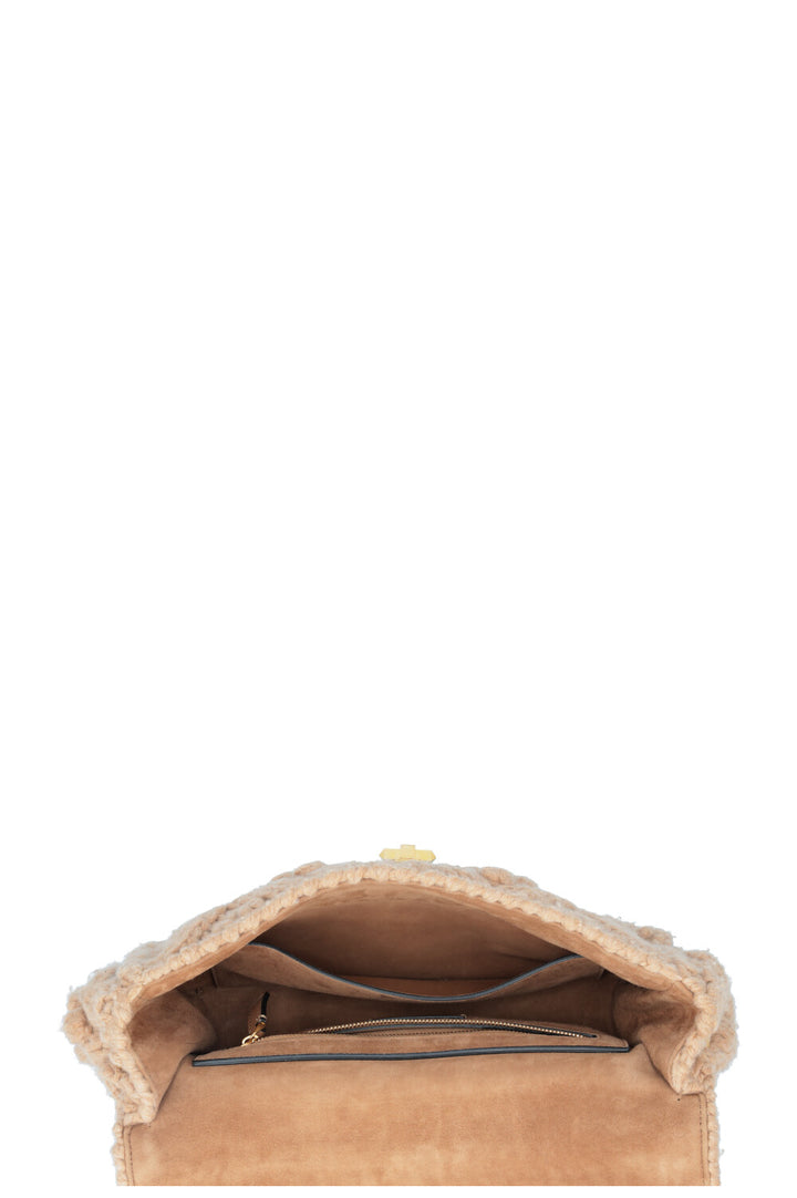 VALENTINO Roman Stud Cable Knit Bag Beige