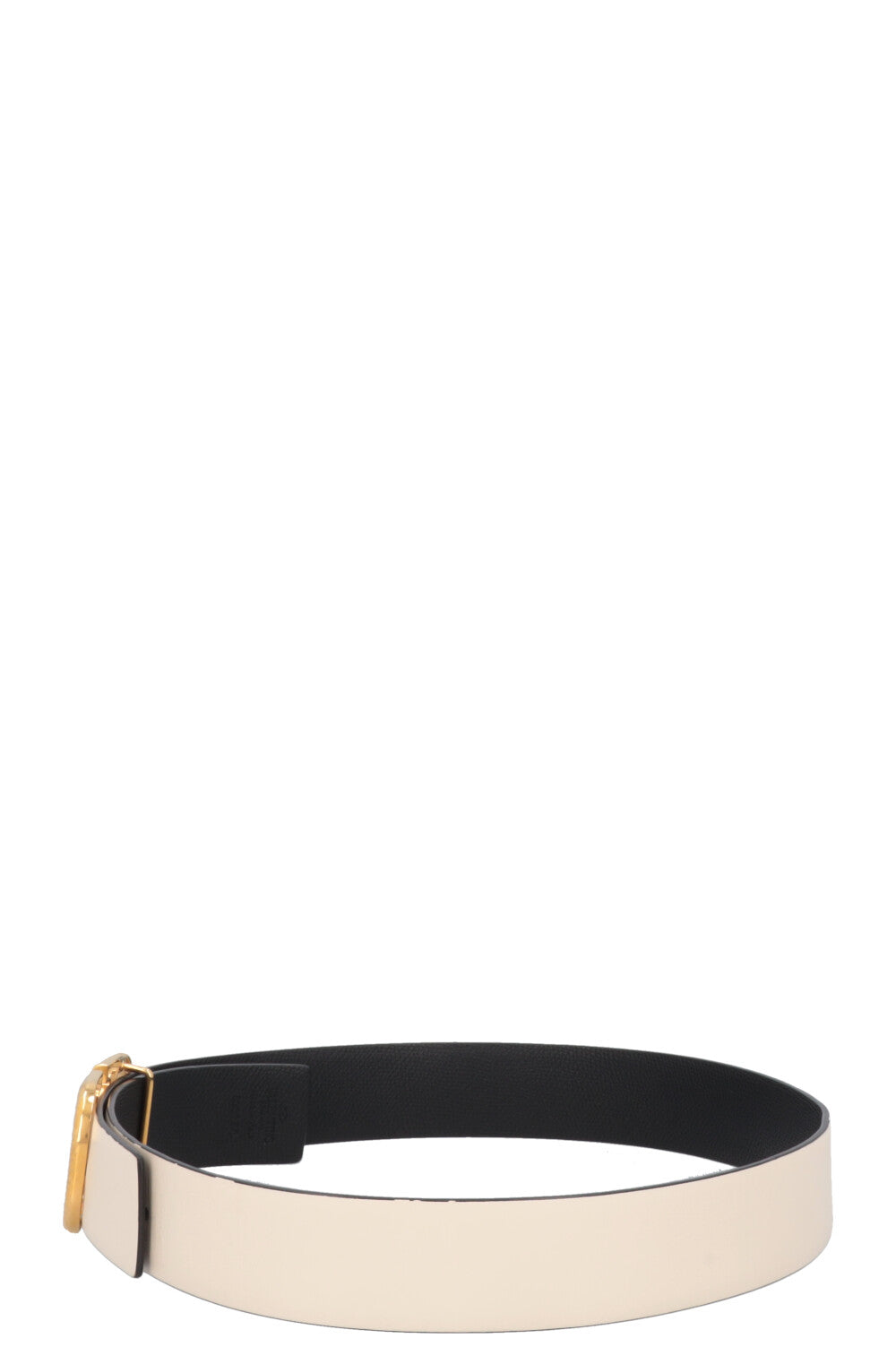 VALENTINO Reversible V Logo Belt Leather Ivory Black