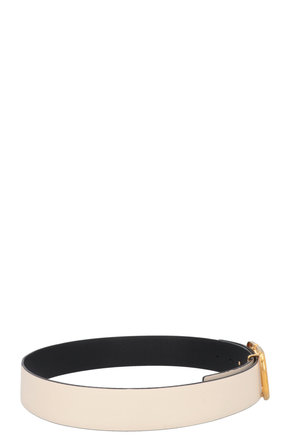 VALENTINO Reversible V Logo Belt Leather Ivory Black