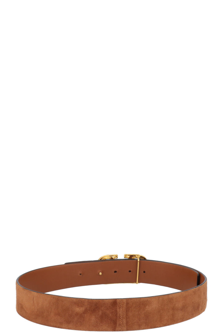 VALENTINO V Logo Belt Suede Brown