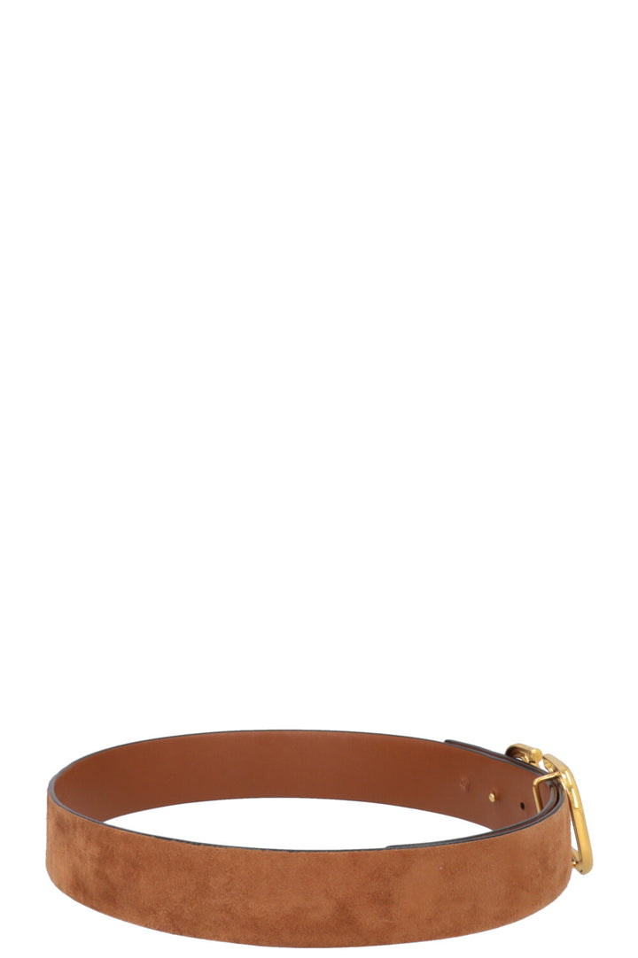 VALENTINO V Logo Belt Suede Brown