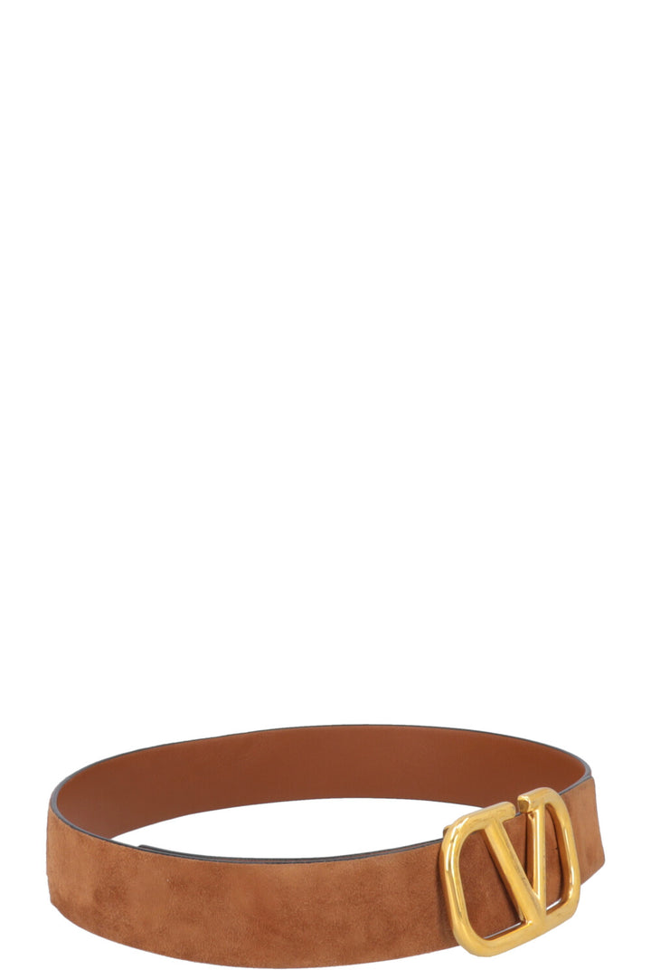 VALENTINO V Logo Belt Suede Brown
