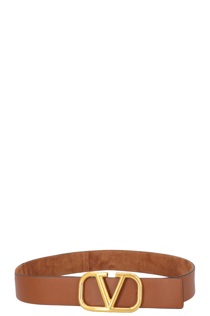 VALENTINO V Logo Belt Suede Brown