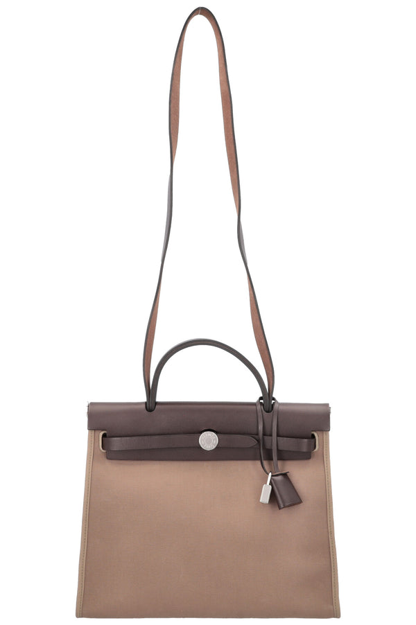 HERMÈS Herbag Zip 31 Sellier Toile Etoupe Ebene