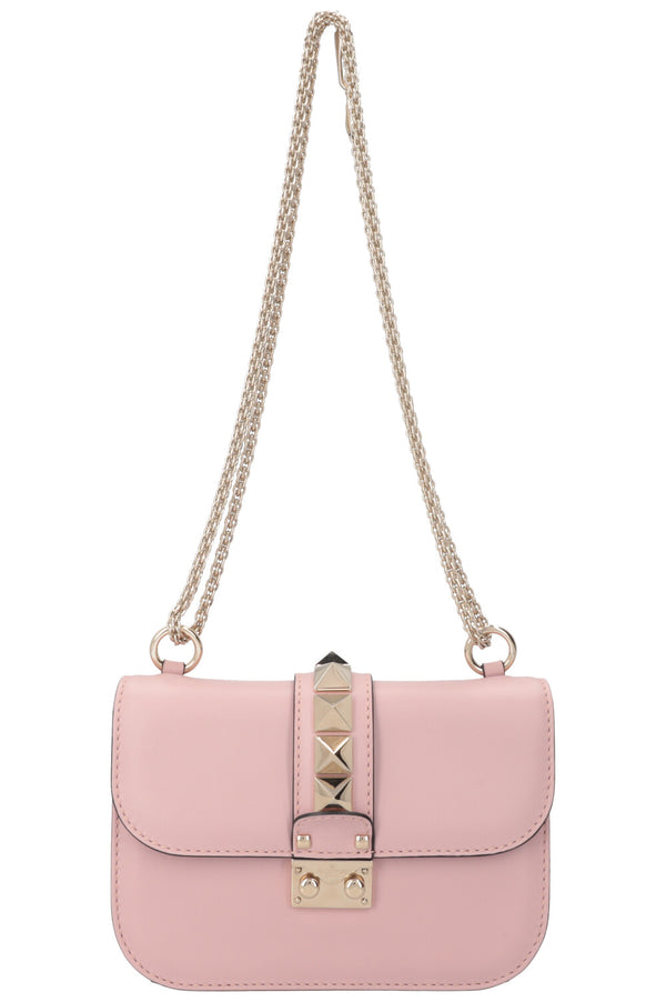 VALENTINO Small Glam Lock Bag Leather Nude