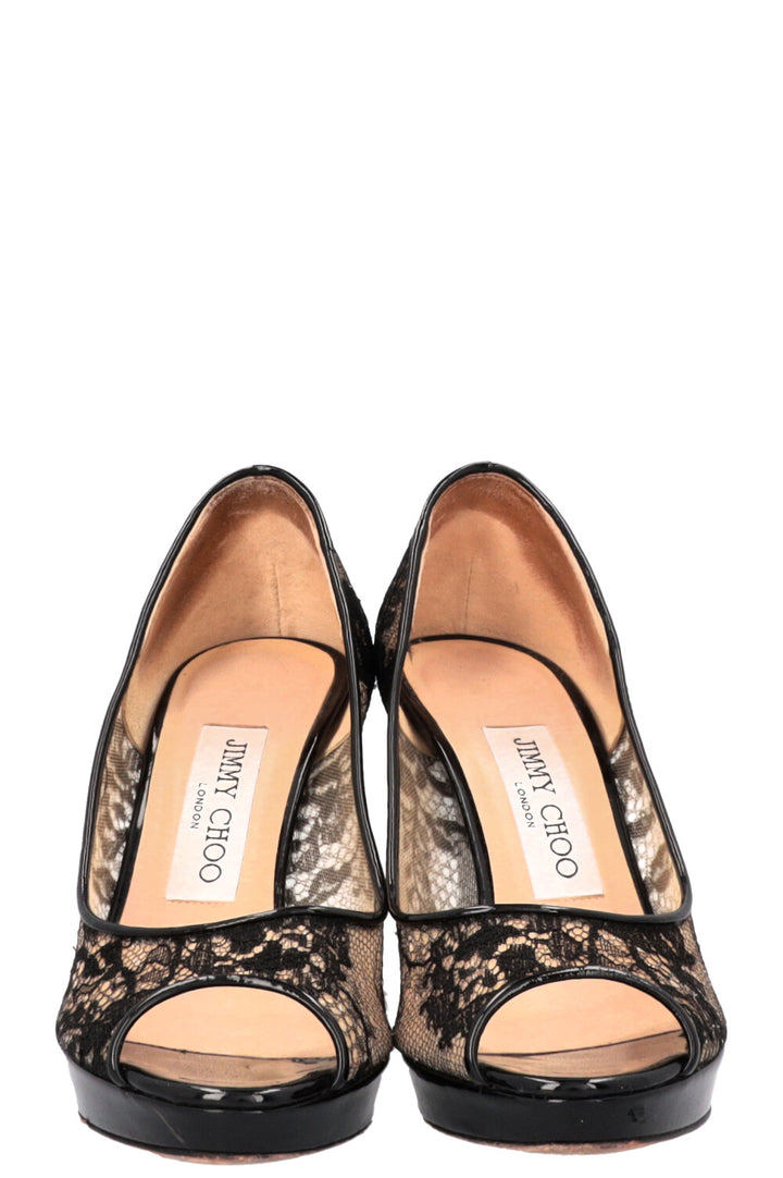 JIMMY CHOO Luna Peep-toe Pumps Lace black