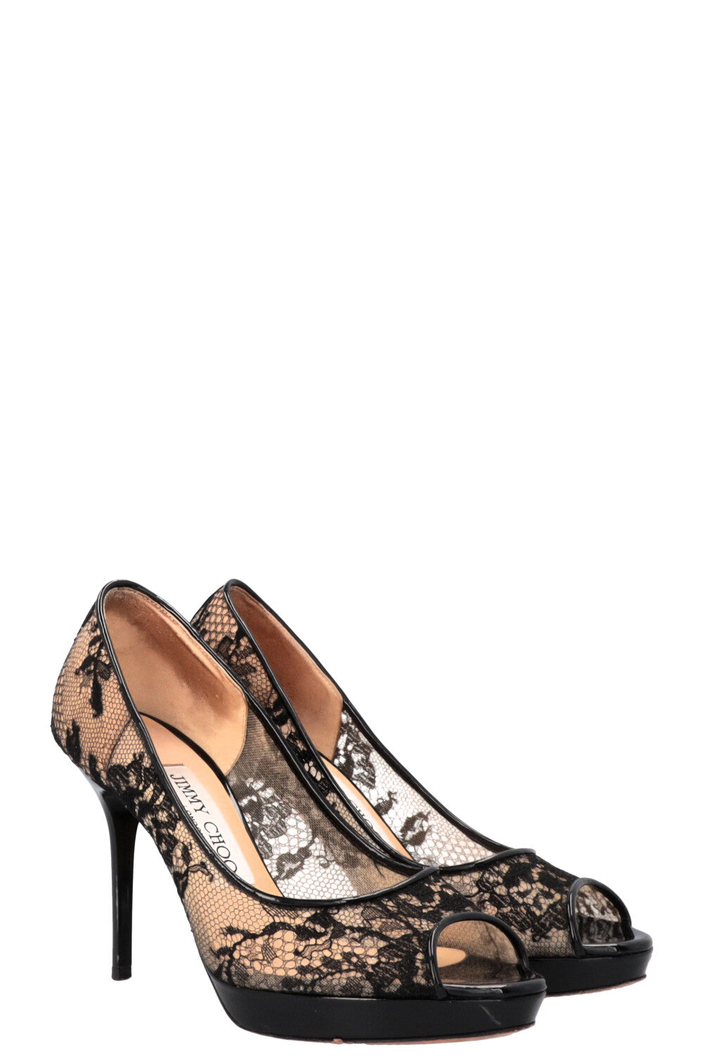 JIMMY CHOO Luna Peep-toe Pumps Lace black