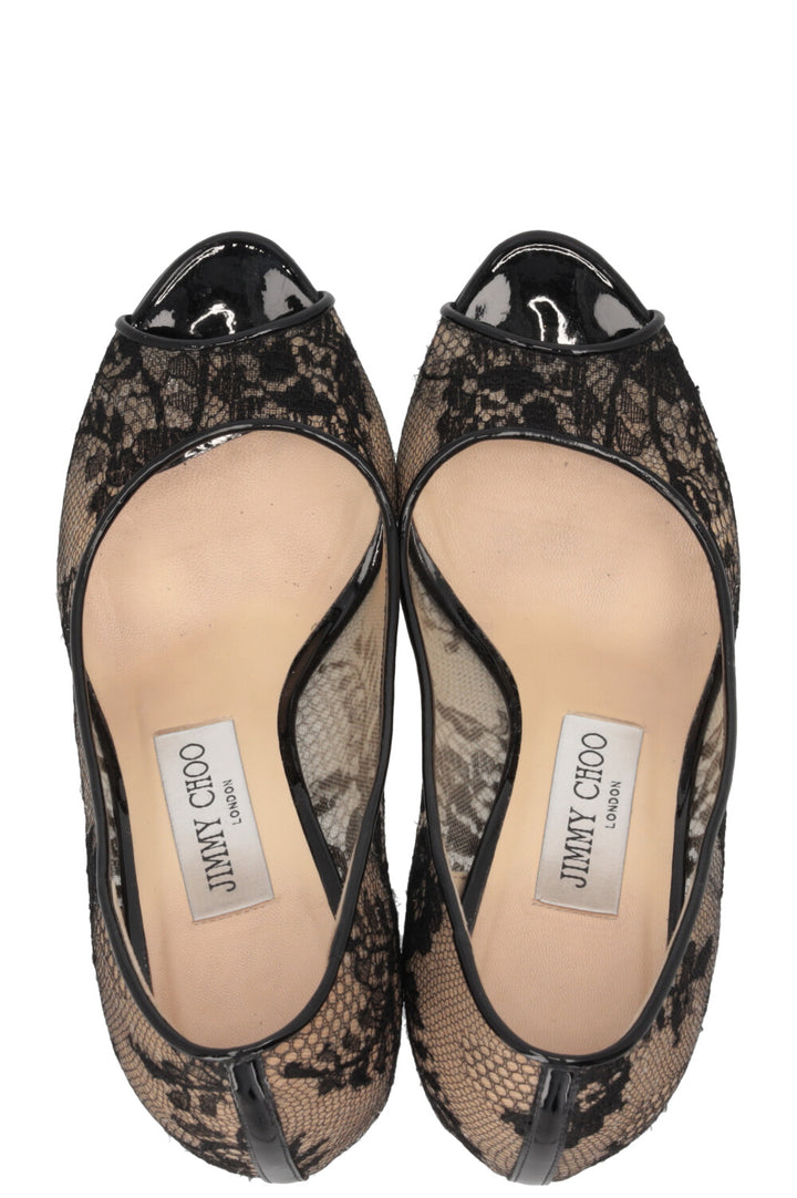 JIMMY CHOO Luna Peep-toe Pumps Lace black