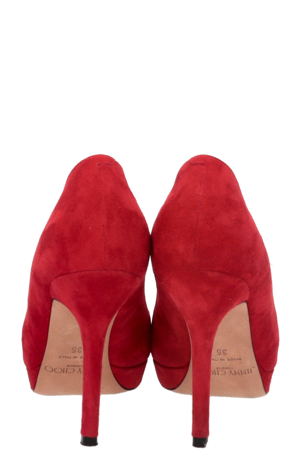 JIMMY CHOO Luna Peep-toe Pumps Suede Red