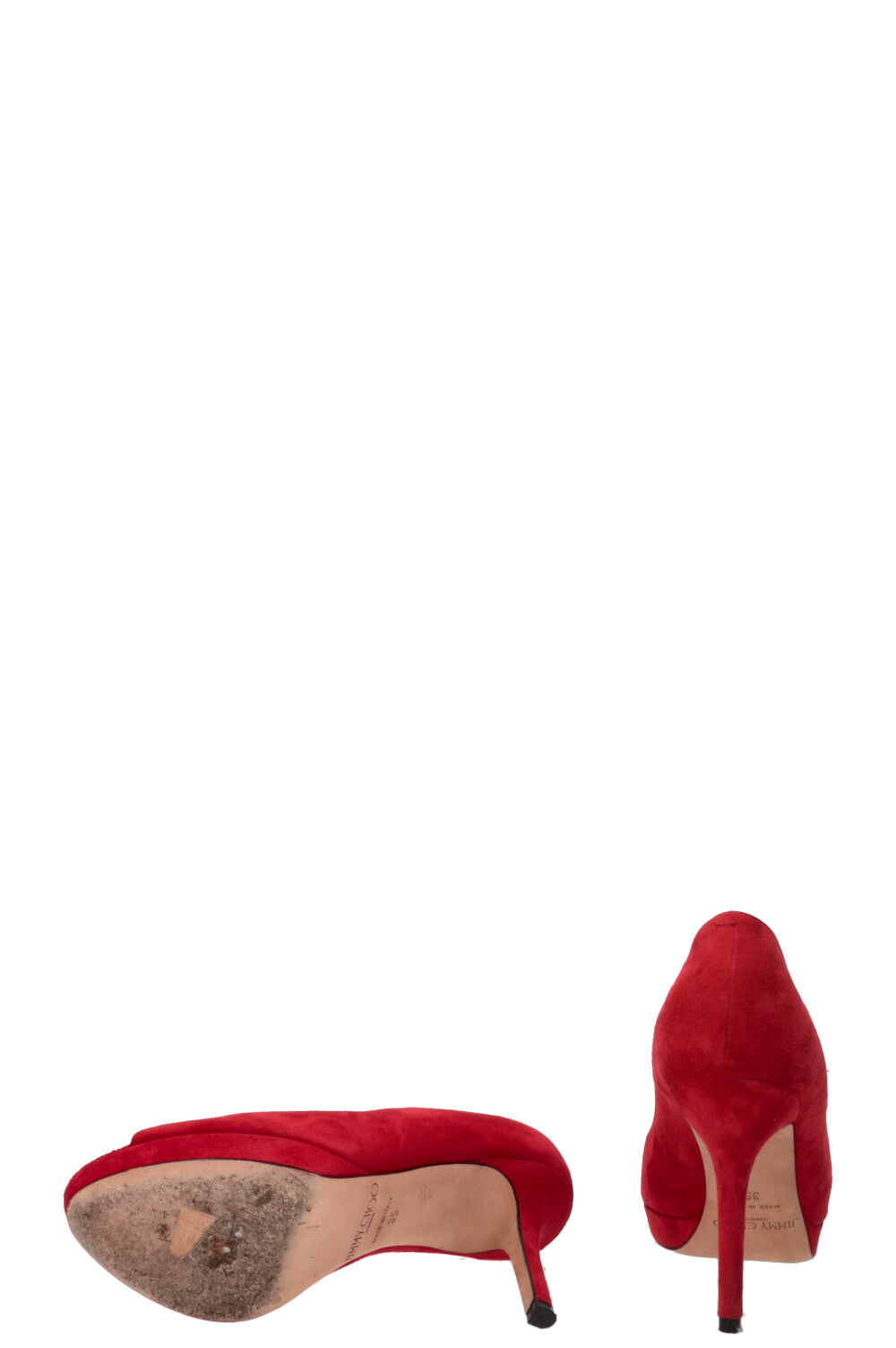 JIMMY CHOO Luna Peep-toe Pumps Suede Red