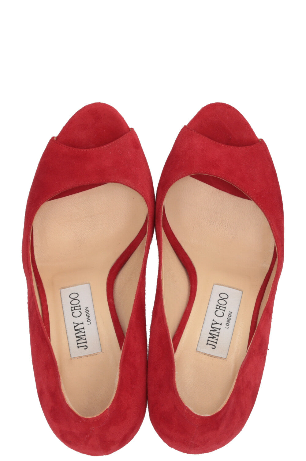 JIMMY CHOO Luna Peep-toe Pumps Suede Red