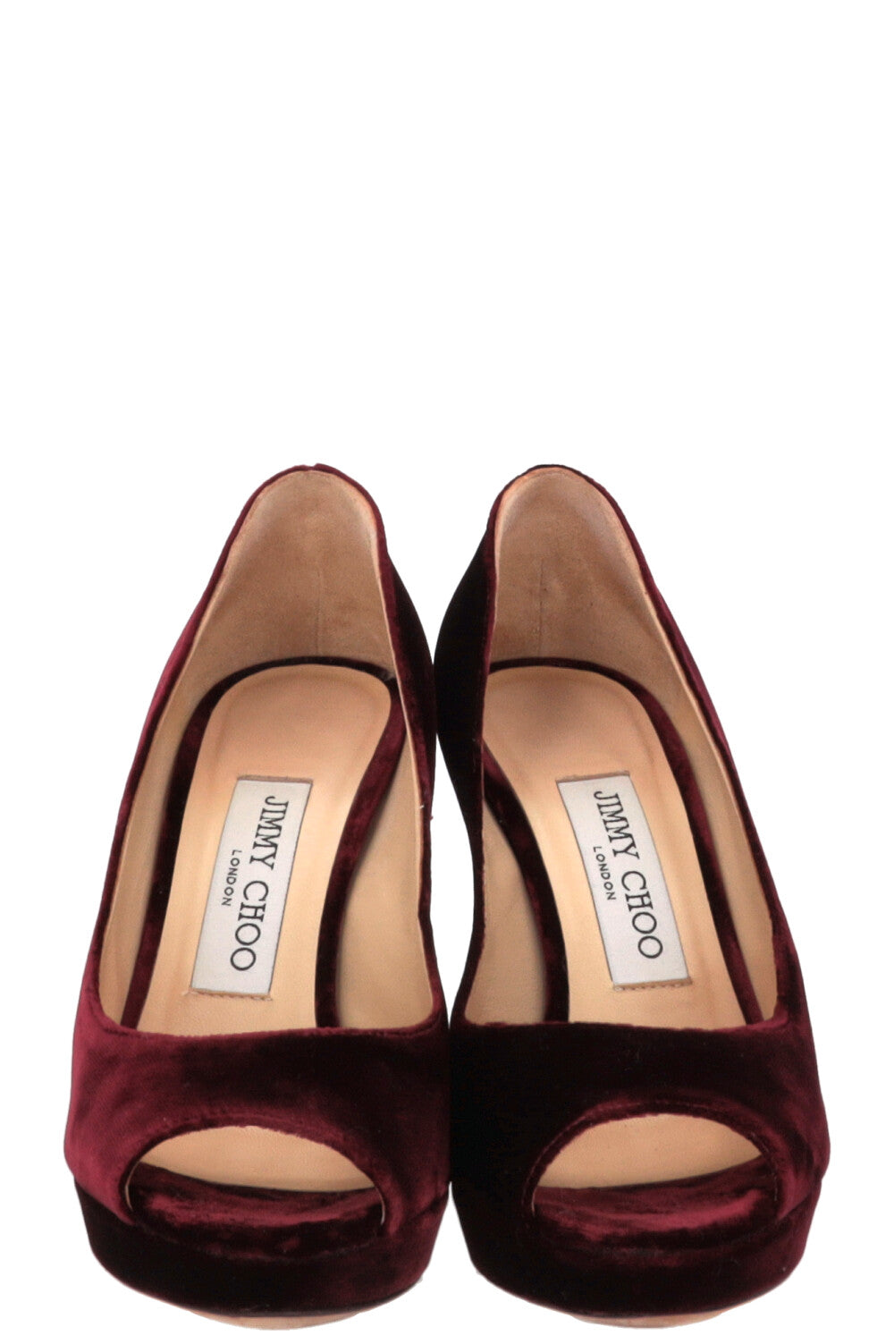JIMMY CHOO Luna Peep-toe Pumps Velvet Burgundy