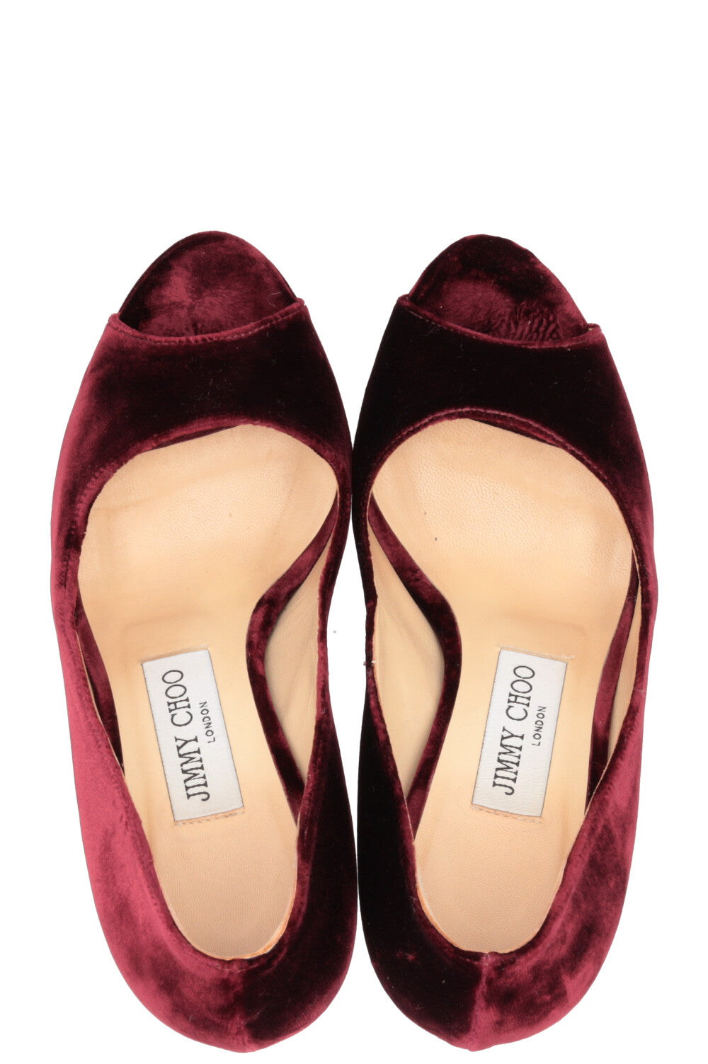 JIMMY CHOO Luna Peep-toe Pumps Velvet Burgundy