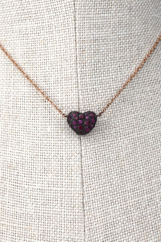 POMELLATO Tabou Garnets Heart Necklace 18k Rose Gold