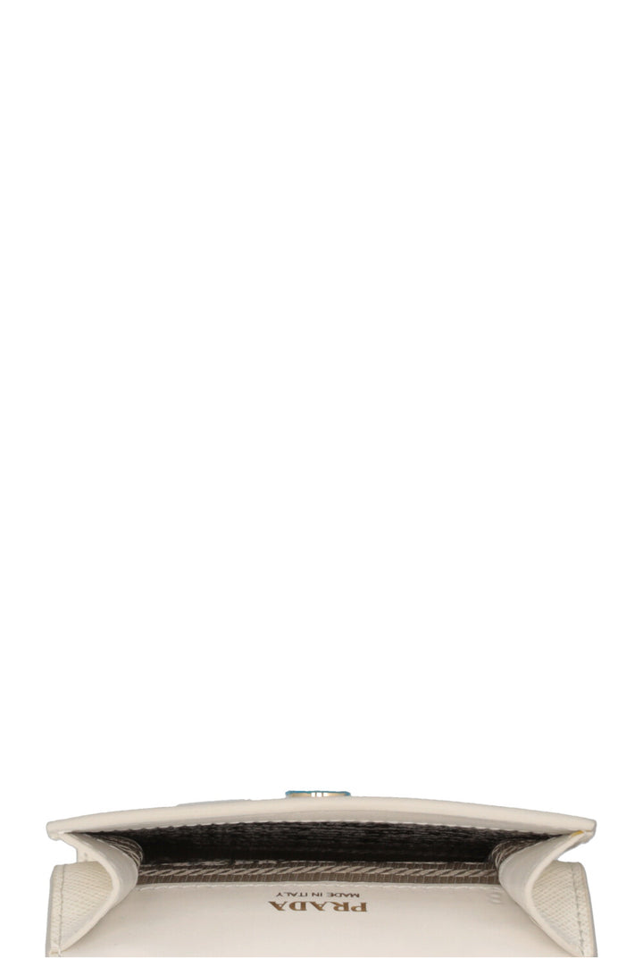PRADA 2023 Triangle Mini Phone Bag Saffiano White