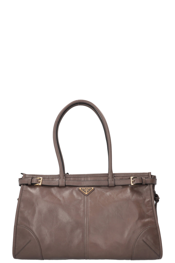 PRADA Bonnie Shoulder Bag Large Leather Taupe
