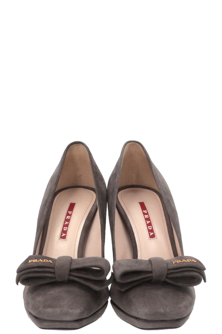 PRADA Bow Heels Suede Grey