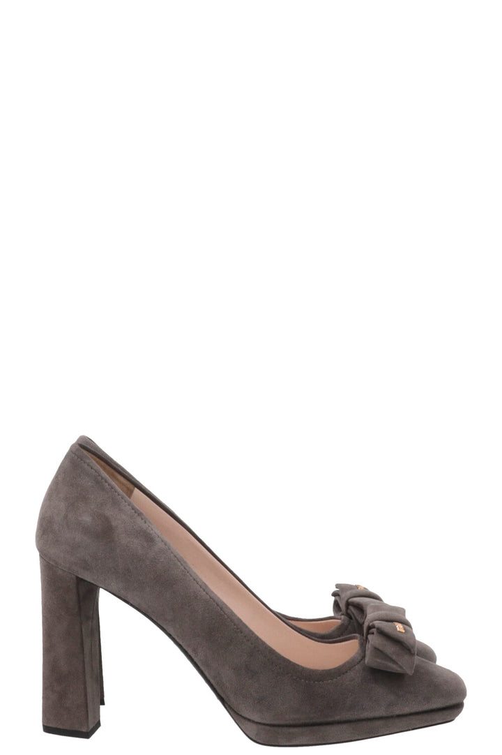 PRADA Bow Heels Suede Grey