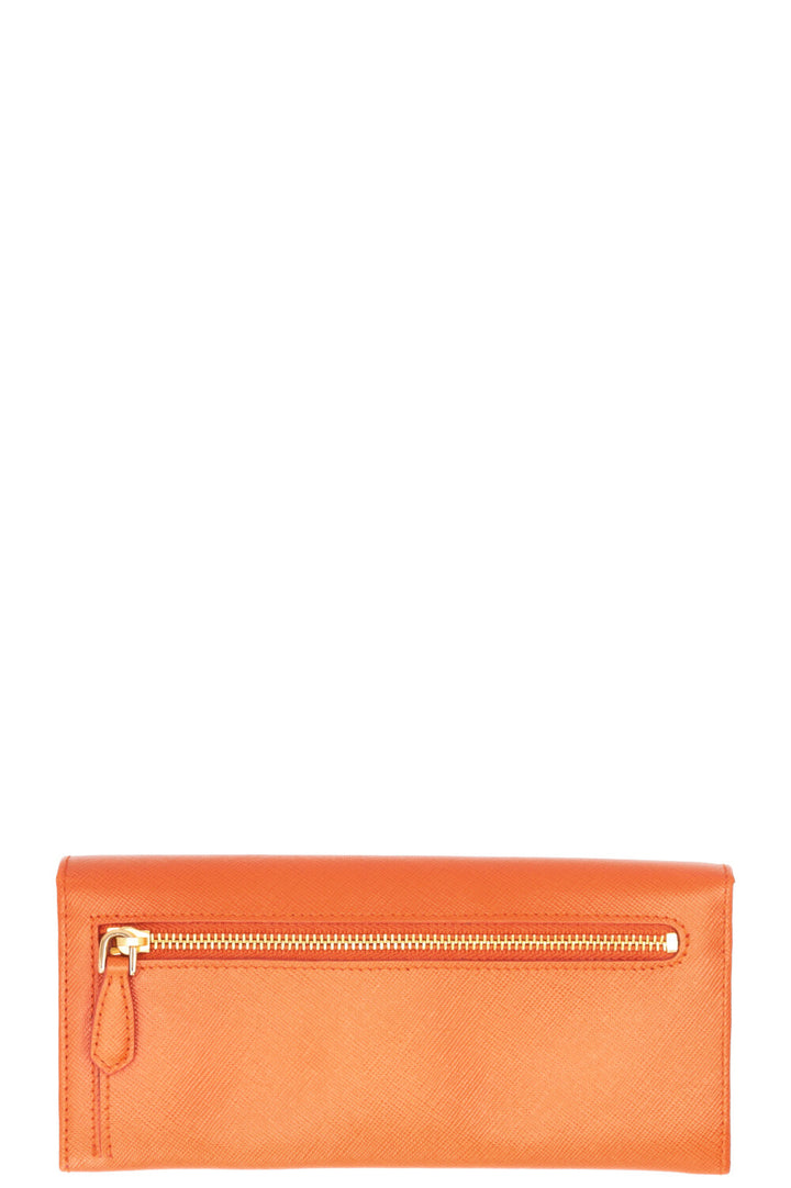 PRADA Portefeuille long Saffiano à nœud Orange