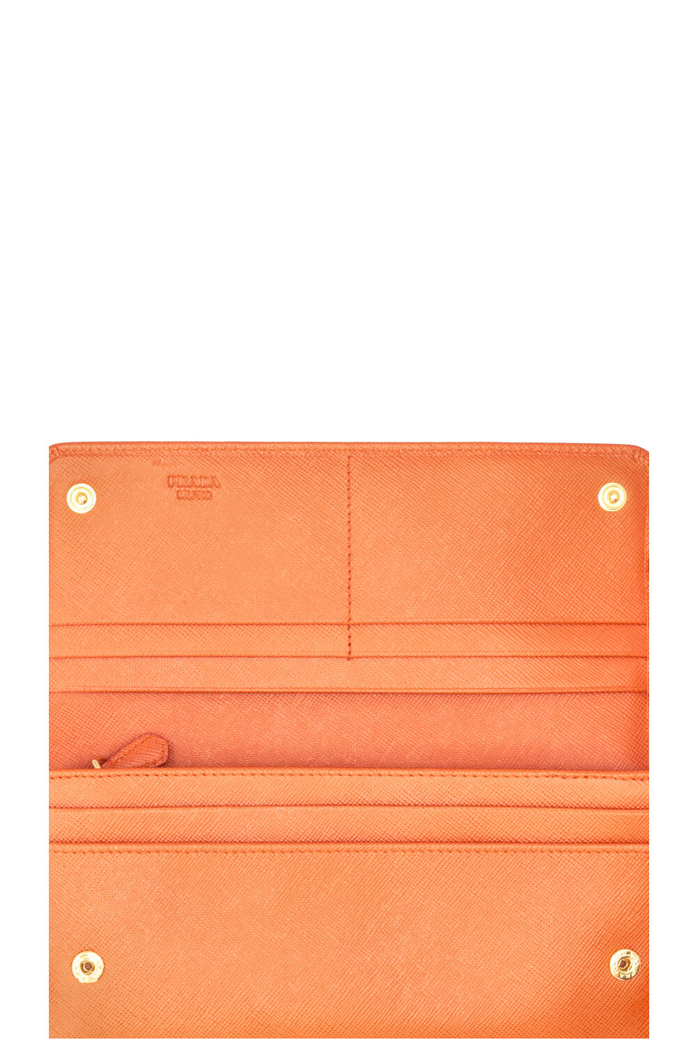 PRADA Portefeuille long Saffiano à nœud Orange