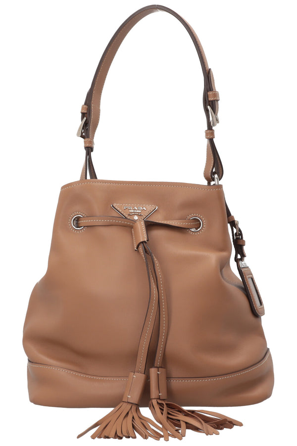PRADA Bucket Bag Leather Caramel