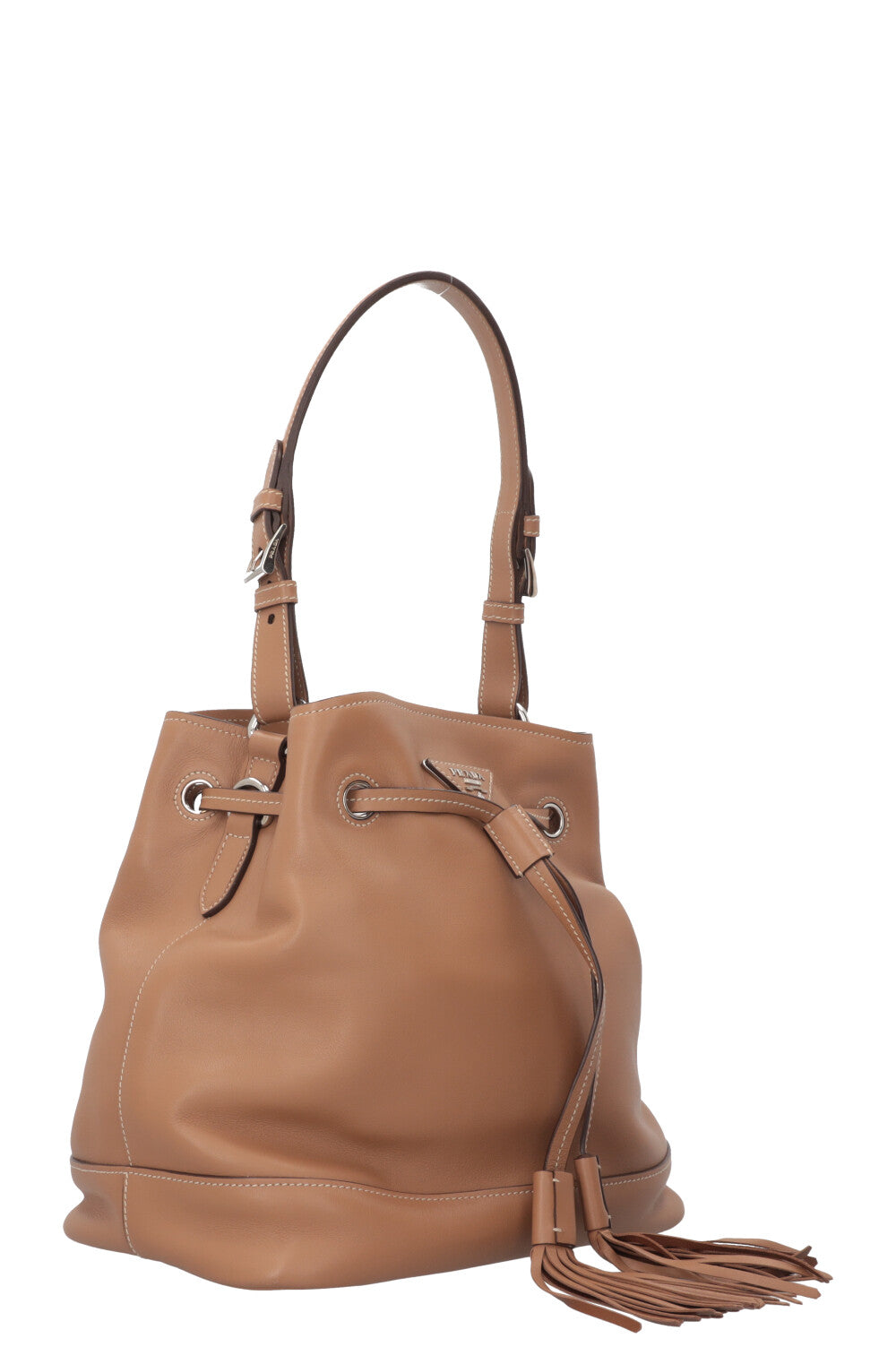 PRADA Bucket Bag Leather Caramel