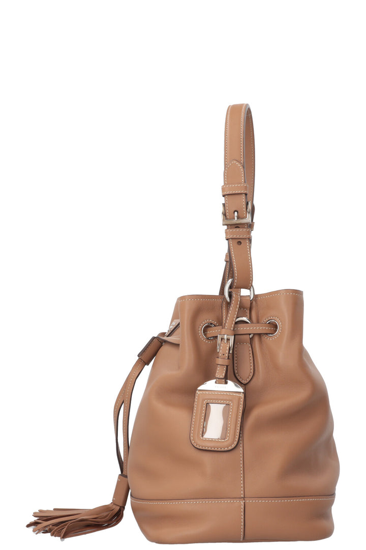 PRADA Bucket Bag Leather Caramel