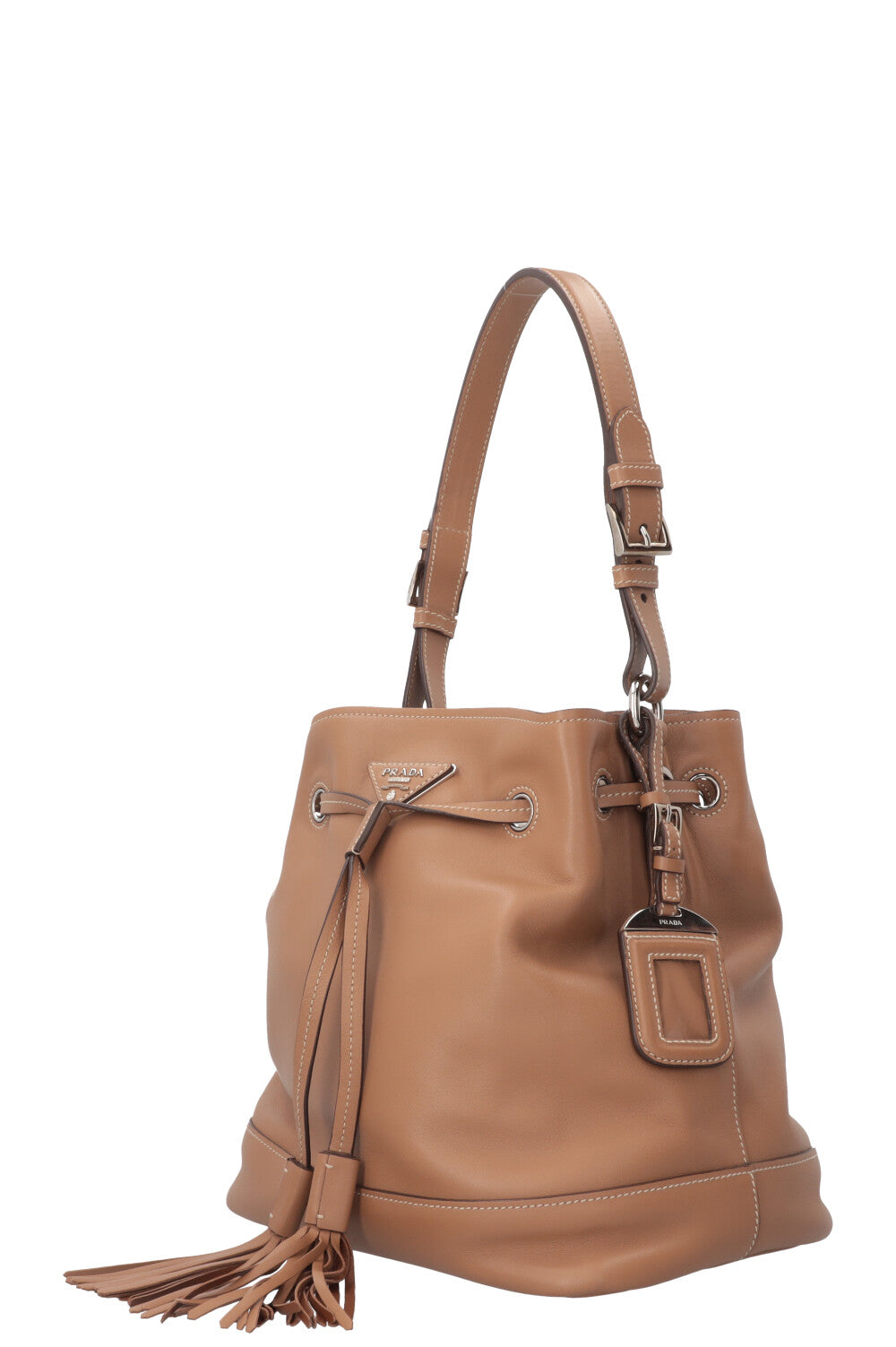 PRADA Bucket Bag Leather Caramel
