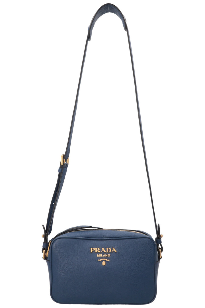 PRADA Camera Bag Leather Blue