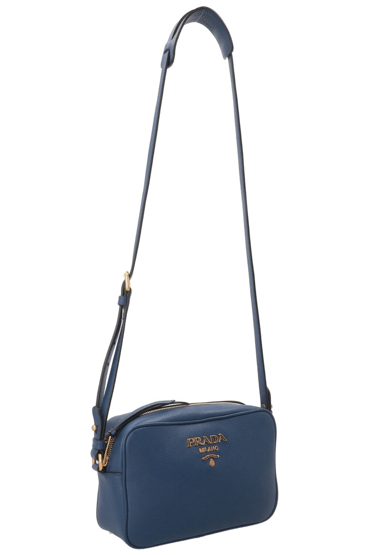 PRADA Camera Bag Leather Blue