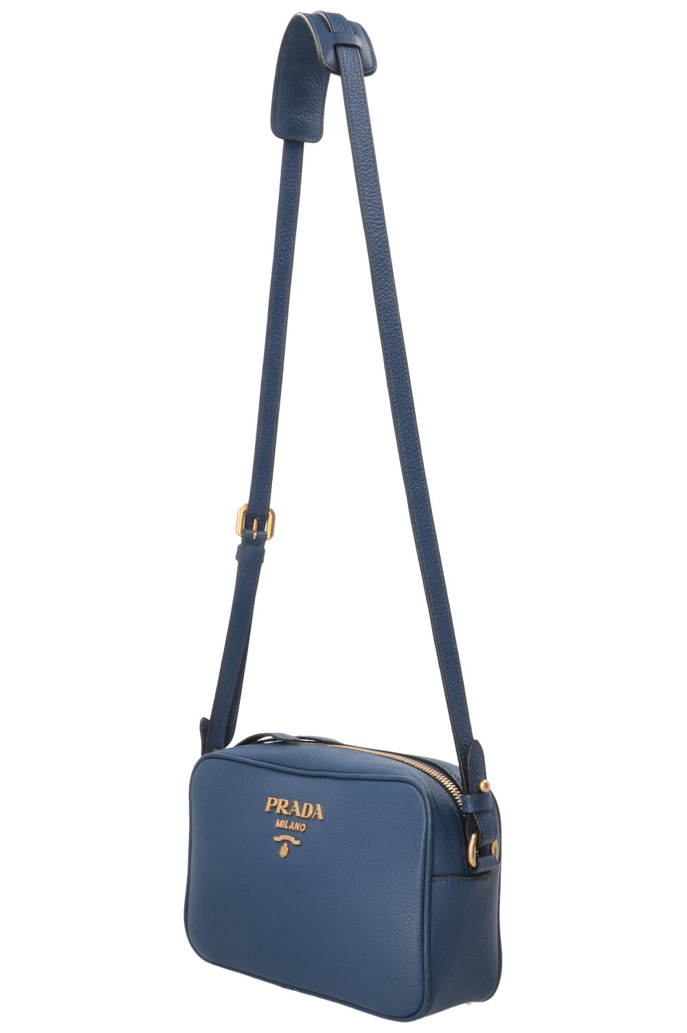 PRADA Camera Bag Leather Blue