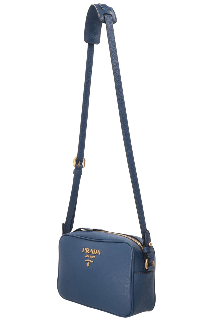 PRADA Camera Bag Leather Blue
