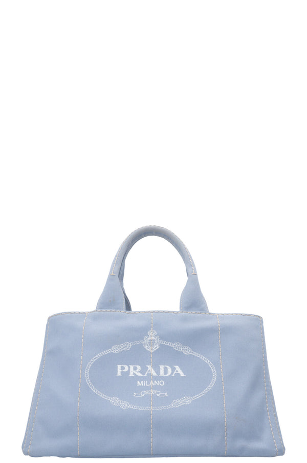 PRADA Canapa Tote Bag Toile Bleu Clair